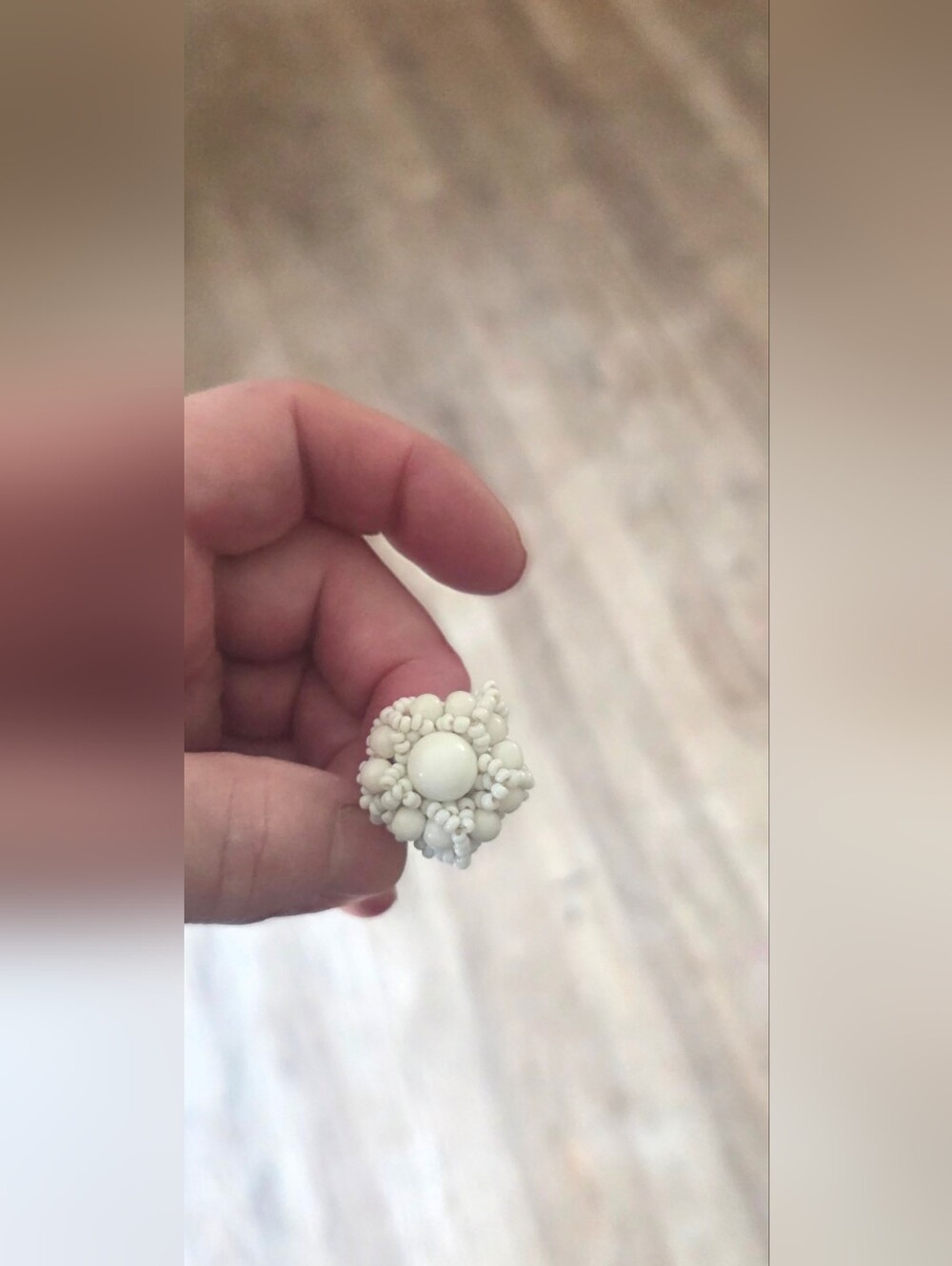 Vintage Adjustable  milk Glass Ring
